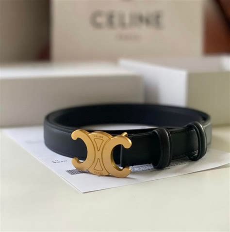 celine triomphe belt in smooth calfskin black|Celine triomphe belt trend.